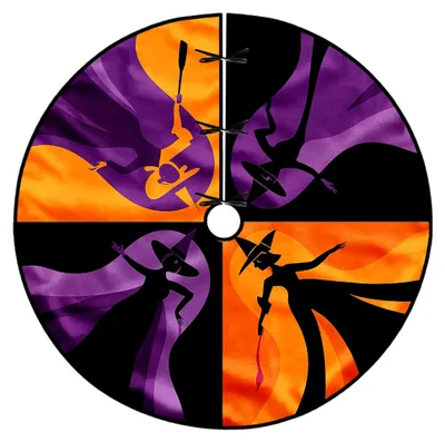 Produktbild von Hexenbaumrock für Halloween, violett, festlicher Besenhut, Urlaubsdekoration für Innen- und Außenbereich, 152,4 cm