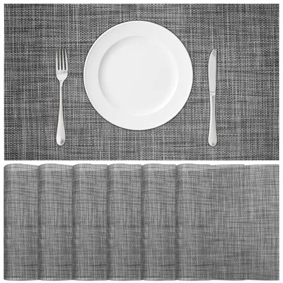Platzsets, 6er-Set, 45x30 cm, waschbar, dunkelgrau