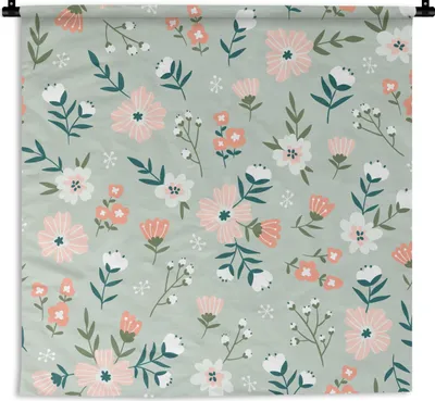 Produktbild von MuchoWow® Wandteppich Wandbehang Blumen - Farben - Pastell 60x60 cm Tapisserie Dekoration Wandtuch - Dekorationen - Wand Decke