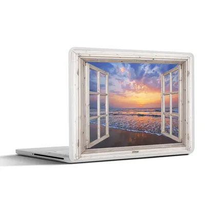 Produktbild von MuchoWow® Laptop Aufkleber Sticker Cover Aussicht - Meer - Strand - Sonnenuntergang - Blau 30x21 cm - Sticker für Laptop - Selbstklebend