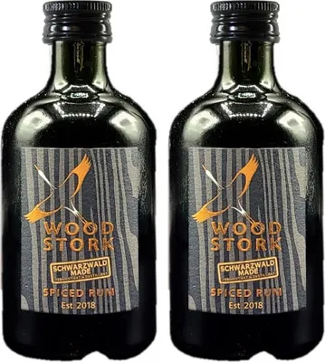 Produktbild von Wood Stork 2er Set Spiced Rum 2x 0,1L (40% Vol) Schwarzwald Rum Miniatur - [Enthält Sulfite]