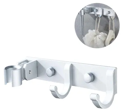 Produktbild von Handbrausekopfhalterung mit 2 Aufhängehaken, verstellbare Duschkopfhalterung, universelle Wandhalterung für Duschköpfe