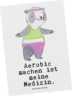 Produktbild von Mr. & Mrs. Panda Postkarte Panda Aerobic - Weiß - Geschenk, Grußkarte, bildkarte, Fitnessstudio, Ansichtskarten, Fitness, Ansichtskarte, Postkarten