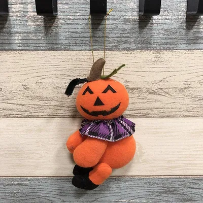 Produktbild von Halloween-Plüsch-Kleiderbügelpuppe, Baumbehang, Spielzeug, Halloween-Partyzubehör, Dekoration, Ornament, Kürbis