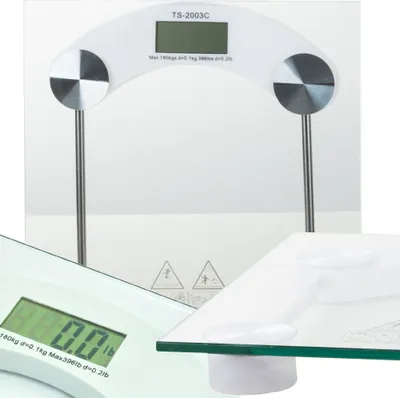 Produktbild von 180kg elektronische Personenwaage Glas LCD transparent für Badezimmer