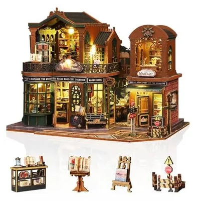 Zdjęcie produktu dla Miniaturowy domek dla lalek drewniany z LED DIY zestaw rzemieślniczy na