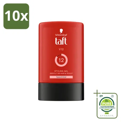 Imagen del producto de 10 unidades de gel de peinado Taft V12 - Fijación extremadamente fuerte - 300 ml - Paquete grande