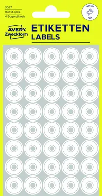 Produktbild von Avery Zweckform 3027, Lochverstärkungsringe, ? 13 mm, 160 Sticker / 4 Bögen, weiß