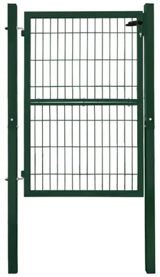 Produktbild von Gartentor Tor für Gartenzaun Zaun 140 cm hoch Gartentür aus Metall für Stabmattenzaun Abschließbar inkl. Pfosten Grün V2Aox