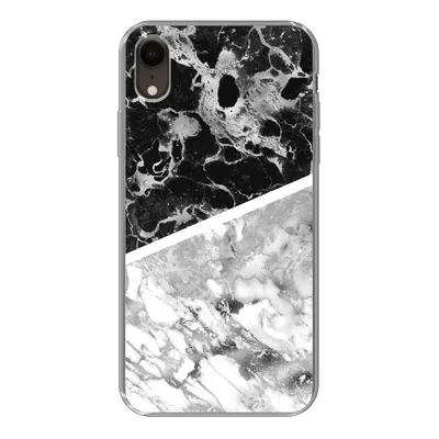 Produktbild von MuchoWow® Handyhülle Schutzhülle Hülle für iPhone XR Marmor - Schwarz - Weiß - Luxus Silikon Softcase Handy Hülle - Schutzdeckel