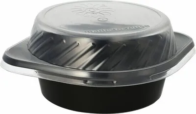 Produktbild von 60x Mehrweg Suppenschalen Suppenterrinen 500ml inkl. Deckel Ø15,6cm schwarz