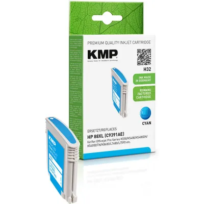 Produktbild von KMP H32 Tintenpatrone cyan komp. mit HP C 9391 AE Nr. 88 XL