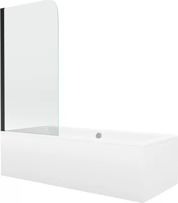 Produktbild von Mexen Cube Rechteckbadewanne 170 x 80 cm mit Verkleidung und 1-flügliger Duschabtrennung 70 cm, Transparent, Schwarz - 550517080