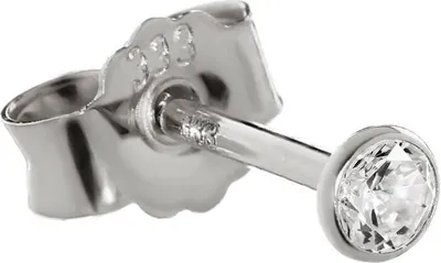 Produktbild von Single Damen Herren Ohrstecker Weiß Gold 333er Zirkonia 3,0mm Einzel 3751