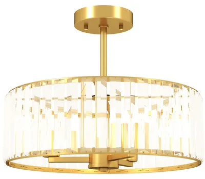 Productafbeelding van HOMCOM Kristallen plafondlamp, hanglamp met 3 E14 fittingen, goudkleurig