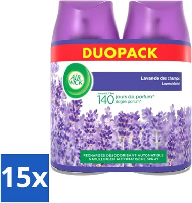 Image de Air Wick Freshmatic – Recharge pour désodorisant – Parfum lavande pure – Lot – 2 x 250 ml - Pack économique - 15 pièces