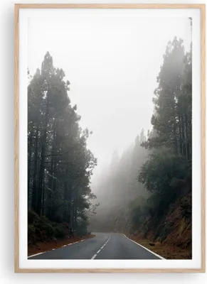 Produktbild von Gerahmtes Poster - Rahmen in heller Eiche - Weg Nebel Straße - 70x100 cm - Wand Bild - Wanddeko - Wandbilder - Kunstposter - Wandposter - Bilderrahmen - Bilder - Kunstdruck - P2NPA70x100-5168