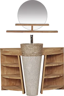 Produktbild von Teako Design Badmöbel Set Laxa Massiv-Teak Marmor Waschbecken 120cm