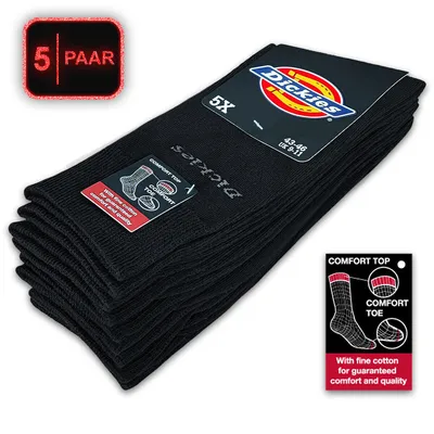 Produktbild von 5 Paar DICKIES® BUSINESS SOCKEN | Classical Socks | feine Herrensocken mit Komfortbund und Komfortspitze | Strümpfe in schwarz und Größe 43-46