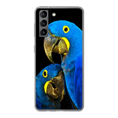 Produktbild von MuchoWow® Handyhülle Schutzhülle Hülle für Samsung Galaxy S21 Papagei - Vogel - Federn - Blau Silikon Softcase Handy Hülle - Softcase