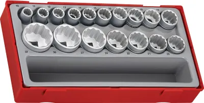 Obrázok produktu pre Tengtools 3570207 Juego De 17 Vasos Bihexagonales 1/2" Serie Regular, Métricos Tt1217