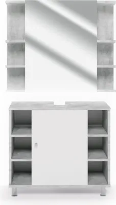 Produktbild von Vicco Badmöbel-Set Fynn, 2 Teile, Beton/Weiß