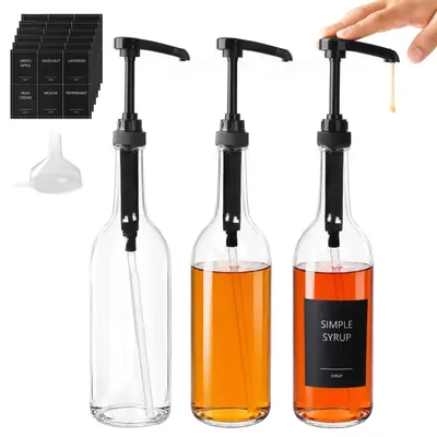 Sirupflaschen-Set 3x 750 ml mit Pumpdispenser