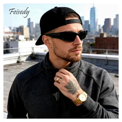 Produktbild von Wraparound Sonnenbrille mit futuristischem Design für Herren und Damen mit UV400 Schutz