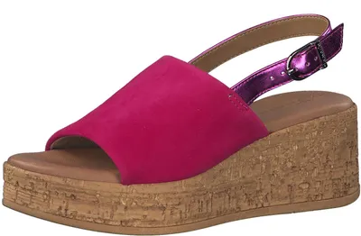 Produktbild von Tamaris Damen Plateau Sandalen Leder Keilabsatz Sommer; FUXIA/pink; 37 EU