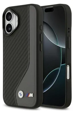A BMW branded phone case is shown next to a smartphone.