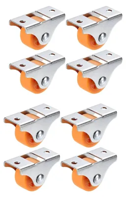 Productafbeelding van Kleine bokwielen, 8 stuks, rubberen meubelwielen, oranje