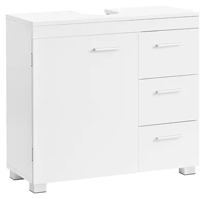 Zdjęcie produktu dla Biała szafka pod umywalkę, MDF, 30 x 70 x 64 cm, otwór na syfon: 20 x 15 cm
