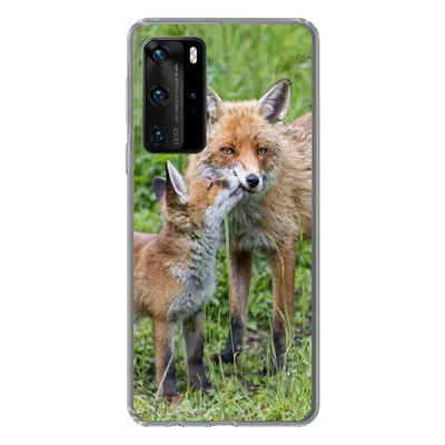 Produktbild von MuchoWow® Handyhülle Schutzhülle Hülle für Huawei P40 Pro Füchse - Kind - Gras Silikon Softcase Handy Hülle - Schutz