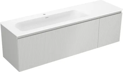 Immagine prodotto di Mexen Rivel mobile da bagno 160 cm con lavabo Vela sinistro, 1S, 1D, scanalato, grigio opaco/bianco opaco