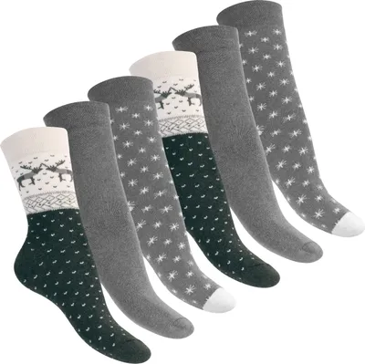 Produktbild von Footstar Damen Wintersocken (6 Paar), Warme Vollfrottee Socken mit Thermo Effekt - Grau 35-38