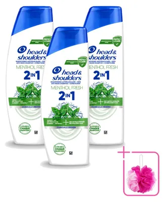 Obrázek produktu pro 3 balení šamponu Head & Shoulders 2 v 1, mentolová vůně, proti lupům, objem 300 ml - výhodná sada, 3 kusy