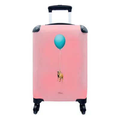 Produktbild von MuchoWow® Koffer Handgepäck Trolley Rollkoffer Kleine Reisekoffer mit 4 Rollen - Chihuahua auf einem blauen Ballon - Cabin Size < 55x40x23 cm & 55x40x20 cm - Fotokoffer - Kabinenkoffer - Boardgepäck - Reise-Box - Reisekoffer - Reisegepäck - Koffer mit Bild - Trolley für Kinder