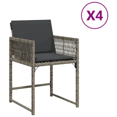 Produktbild von Gartenstühle mit Kissen 4 Stk. Grau Poly Rattan