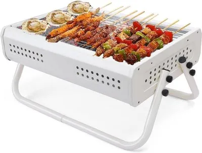 Productafbeelding van Famanu draagbare houtskoolgrill, tafelmodel, met handgrepen en grillrooster - geschikt voor 2-4 personen