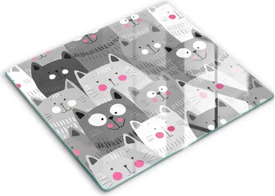 Produktbild von Abdeckung Glas - Küchenabdeckung - 60x52 cm - Abdeckplatte -Katzenillustration