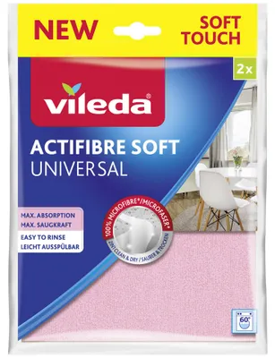 Produktbild von Vileda 4023103240810, Mikrofaser, Polyurethan, Grau, Pink, Maschinenwäsche, 60 °C, 260 mm, 180 mm