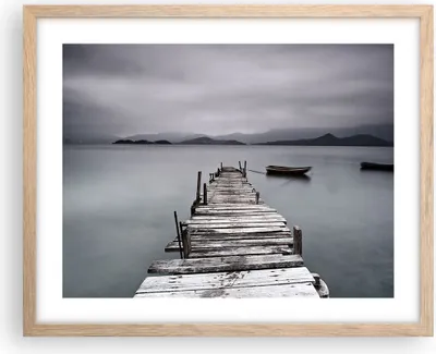 Produktbild von Gerahmtes Poster - Rahmen in heller Eiche - Brücke See - 50x40 cm - Wand Bild - Wanddeko - Wandbilder - Kunstposter - Wandposter - Bilderrahmen - Bilder - Kunstdruck - Wandbild - P2NAA50x40-3547