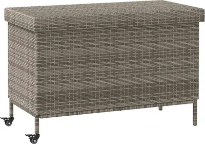 Produktbild von vidaXL Gartentruhe mit Rollen Grau 110x55x73 cm Poly Rattan