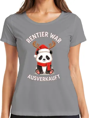 Produktbild von Rentier war t Panda Weihnachten lustig Geschenk Kinder Damen T-Shirt, Grau, S