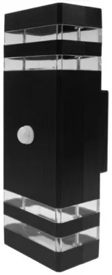 Productafbeelding van Buitenlamp LED, wandarmatuur met bewegingssensor (PIR), 2xGU10, IP44, zwart