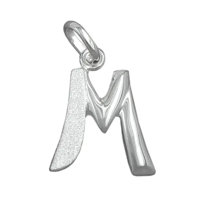 Produktbild von Anhänger 15x13mm Buchstabe M teilmattiert glänzend Silber 925 silber 15x13mm