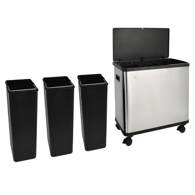 Produktbild von SVITA SR3X18 54L Sensor-Mülleimer 3 Fächer Mülltrennsystem Abfalleimer Edelstahl Silber
