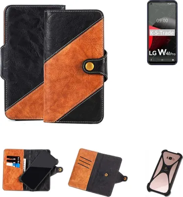 Produktbild von K-S-Trade Handyhülle Schutzhülle Bookstyle Case Wallet-Case kompatibel mit LG Electronics W41 Pro Handy Cover Bumper Klapphülle schwarz hellbraun
