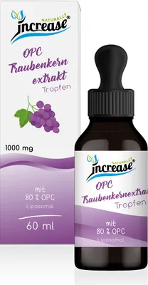 Produktbild von Liposomale OPC Traubenkernextrakt Tropfen hochdosiert - (60.000mg OPC Traubenkernextrakt pro Packung) 2000mg Traubenkernextrakt/ 800mg OPC Tagesdosis