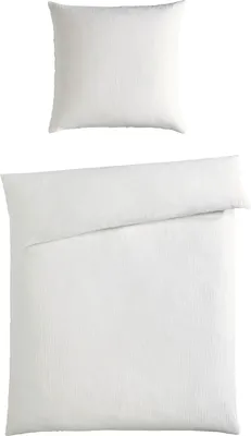 Produktbild von HPI Home Product Import GmbH, Bettwäsche Musselin Baumwolle, Weiß, 135x200 cm + 80x80 cm, 2-teilig (1 Bettbezug, 1 Kissenbezug), mit Knopfleiste, Unifarben Crinkle-Optik, 40°C waschbar & trocknergeeignet
